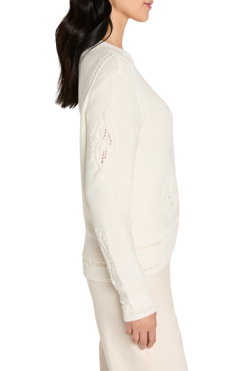 NIC+ZOE Paisley Dot Cotton Sweater, Alternate, color, Classic Cream
