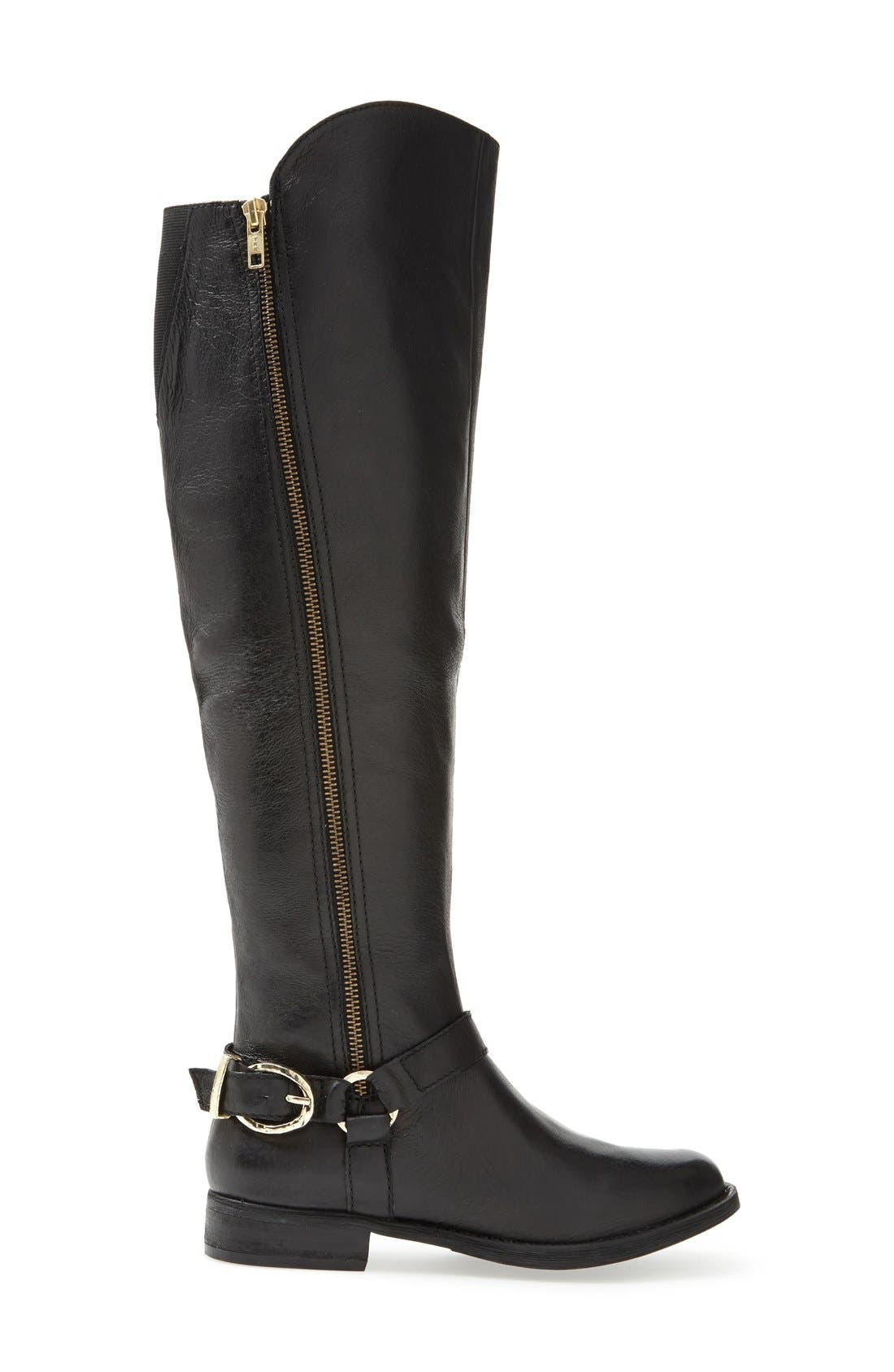 'Skippur' Over The Knee Boot, Alternate, color, BLACK LEATHER