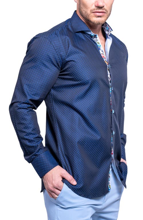 Maceoo Einstein Resistance Blue Stretch Cotton Button-up Shirt