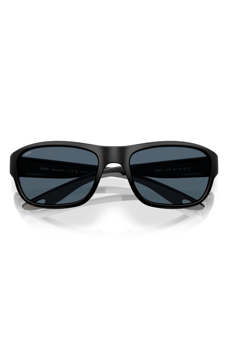 Costa Del Mar Clipperton 58mm Polarized Rectangular Sunglasses, Alternate, color, Matte Black/ Gray 580P