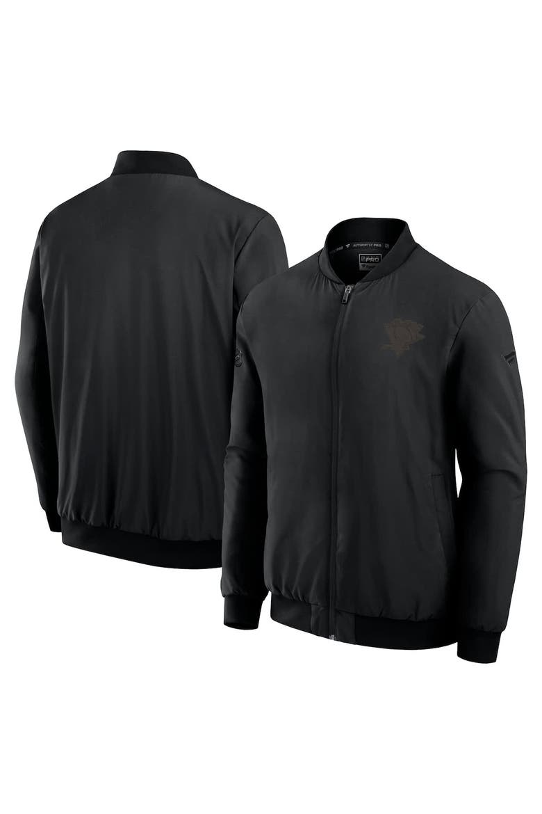 Men's Fanatics Black Pittsburgh Penguins Authentic Pro Road Lightweight Full-Zip Bomber Jacket, Main, color, Black