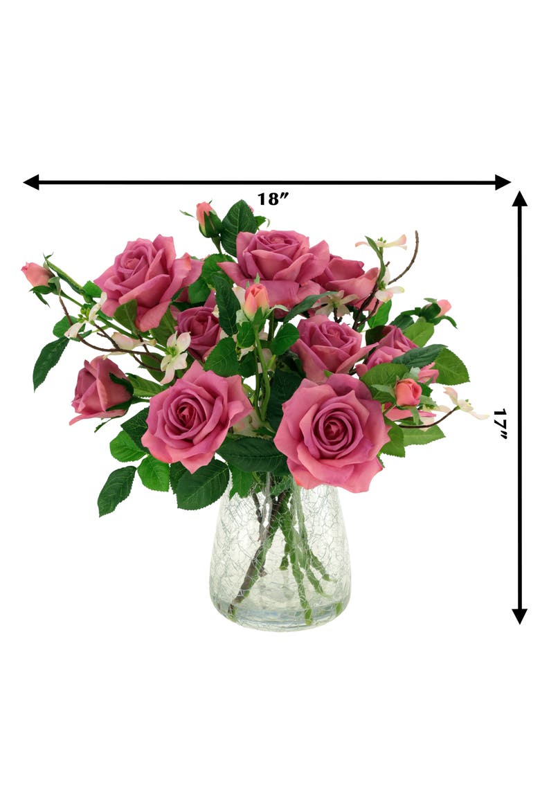 Roses in Crackle Vase, Alternate, color, Blush