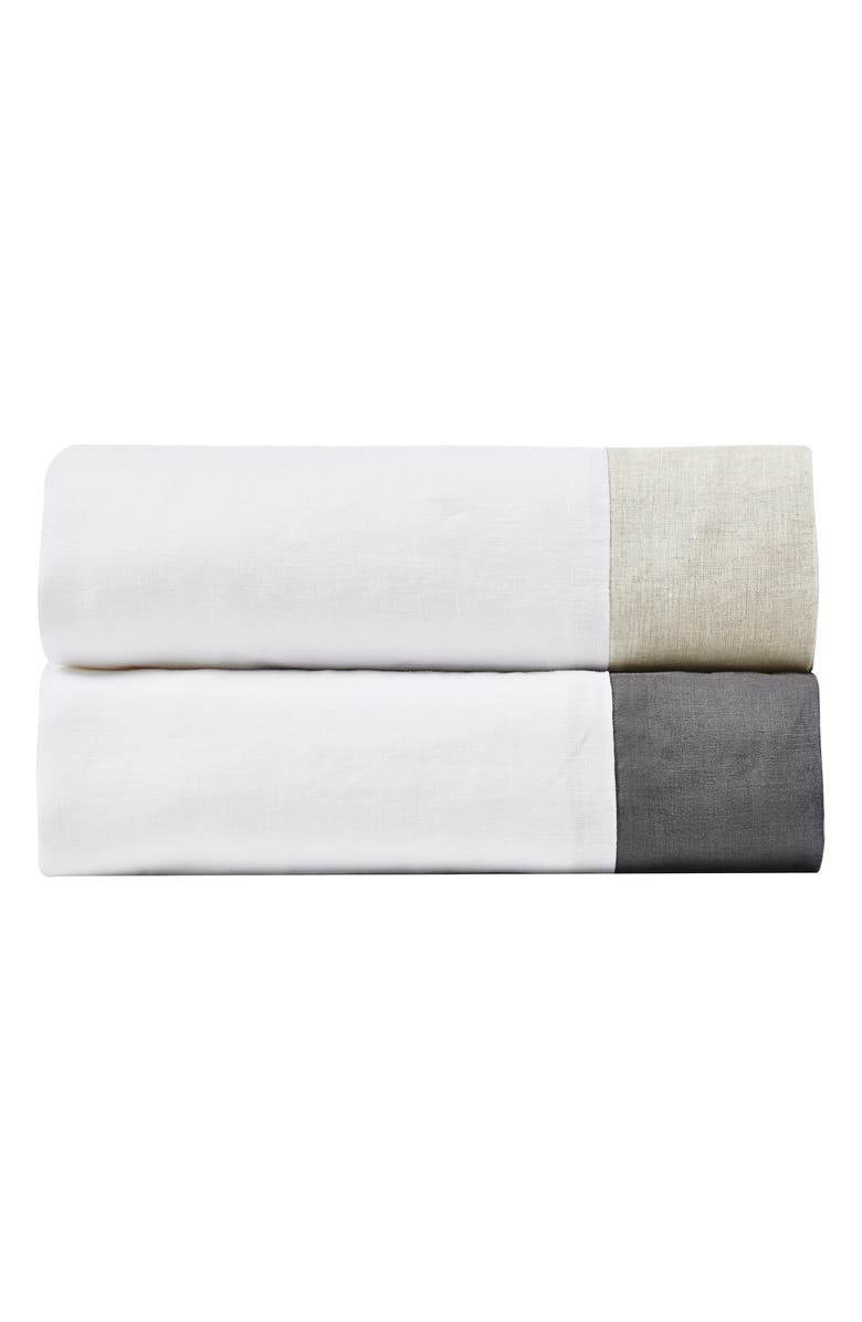 MELANGE HOME Linen Border Hem Sheet Set, Alternate, color,
