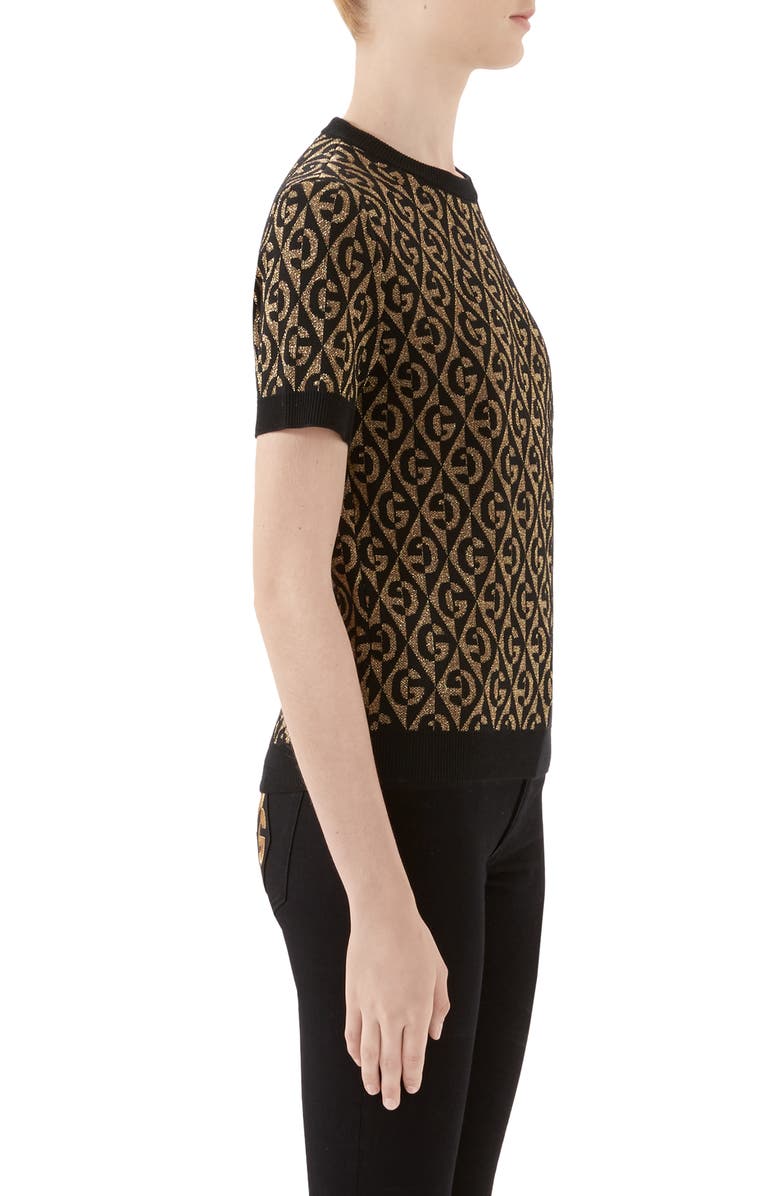 Gucci GG Rhombus Metallic Jacquard Wool Blend Sweater, Alternate, color,