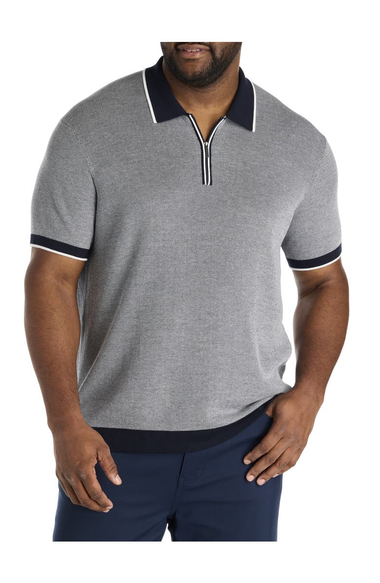 Perry Ellis Big & Tall Bi-Color Stitched Sweater Polo, Main, color, Dark Sapphire