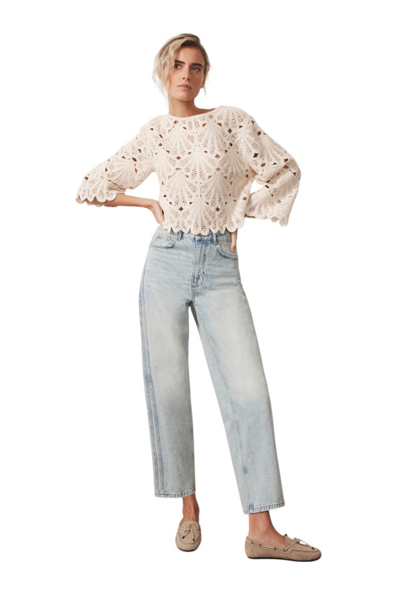 Crochet Knited Top, Alternate, color, Neutral