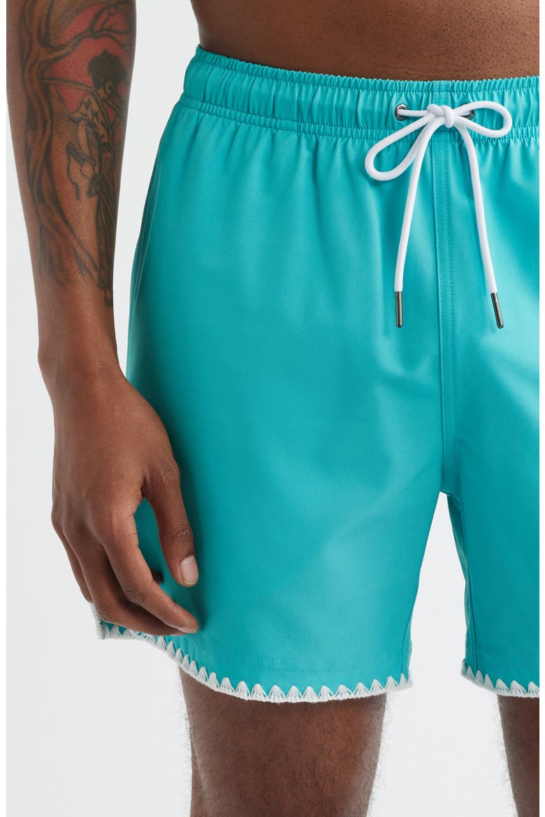 Stitch Waterproof Swim Trunks, Alternate, color, TEAL