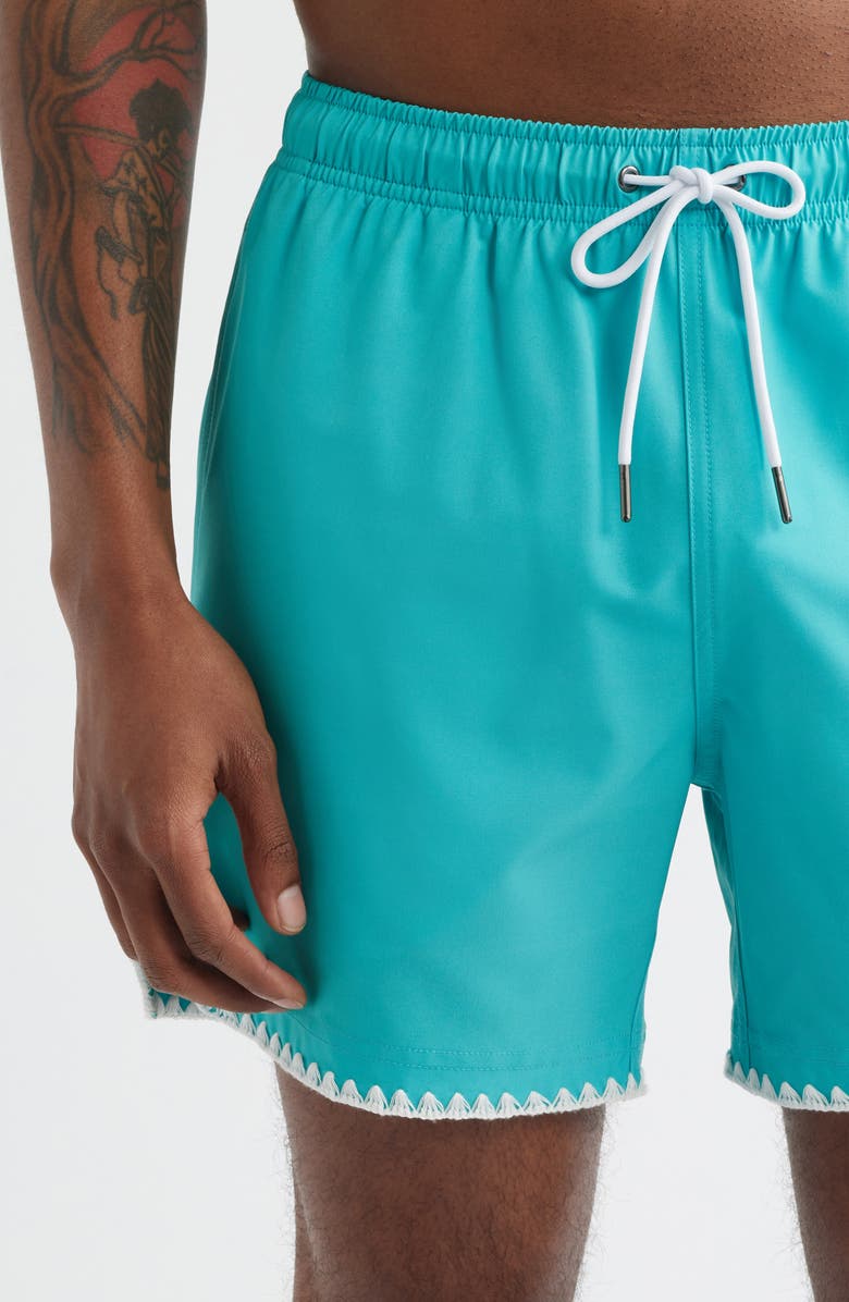 MAVRANS Stitch Waterproof Swim Trunks, Alternate, color, Teal