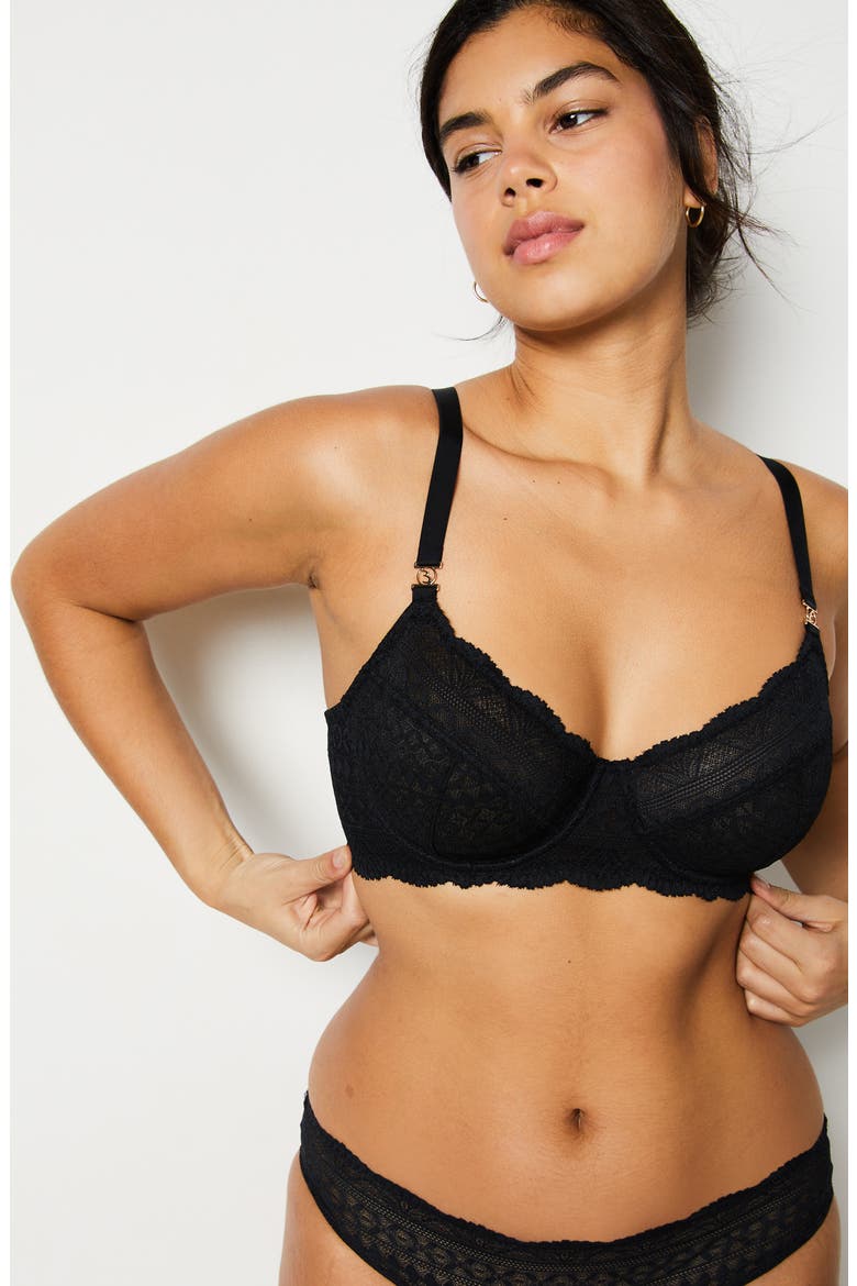 Idole Classique Lace Underwire Bra, Alternate, color, BLACK