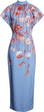 Lela Rose Stella Floral Stretch Crepe Dress