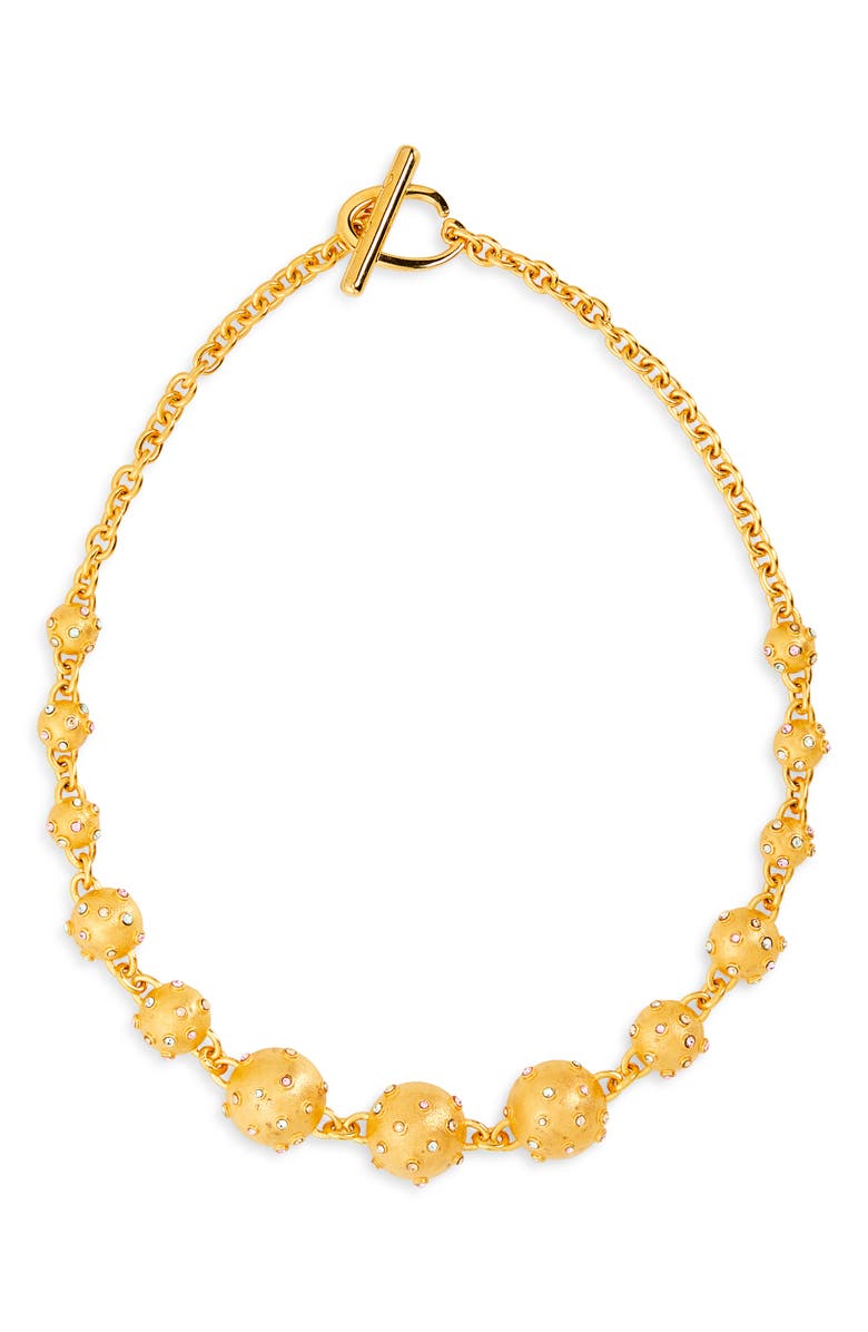 Oscar de la Renta Crystal Sphere Station Necklace, Main, color, Multi