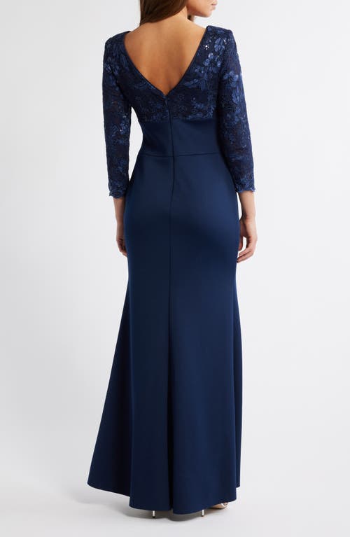 ELIZA J ELIZA J SEQUIN LACE BODICE TRUMPET GOWN