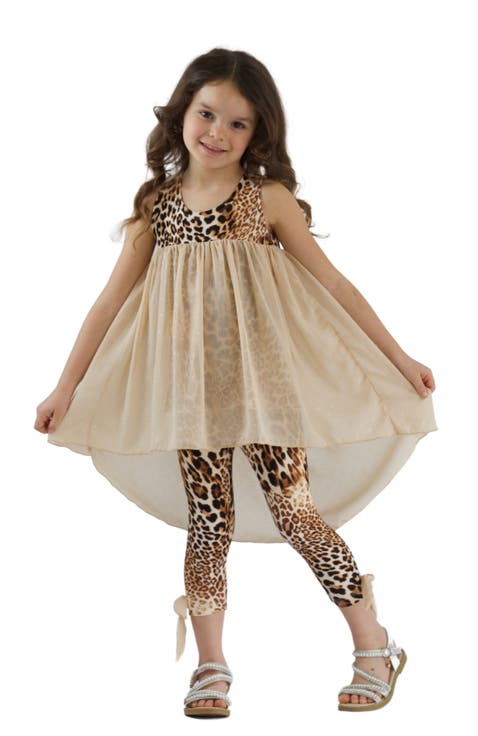 Girls Fierce Confidence Hi-Lo Tunic and Leopard Legging Set (Toddler, Little Kid & Big Kid)