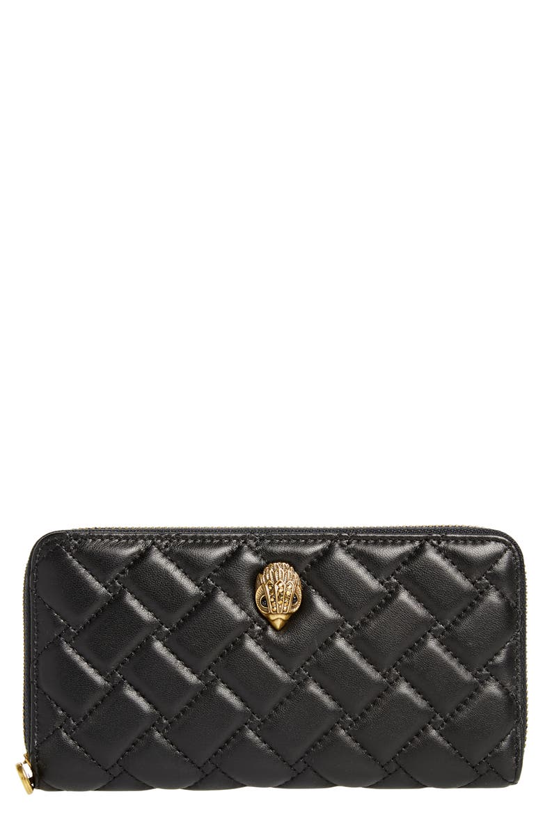 Kurt Geiger London Eagle Leather Zip Around Wallet, Main, color, Black