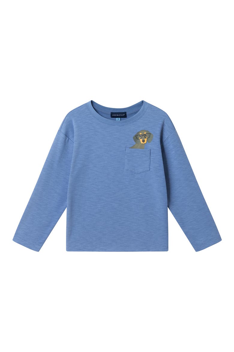 Kids' Dog Pocket Long Sleeve T-Shirt, Main, color, BLA-BLUE DOG
