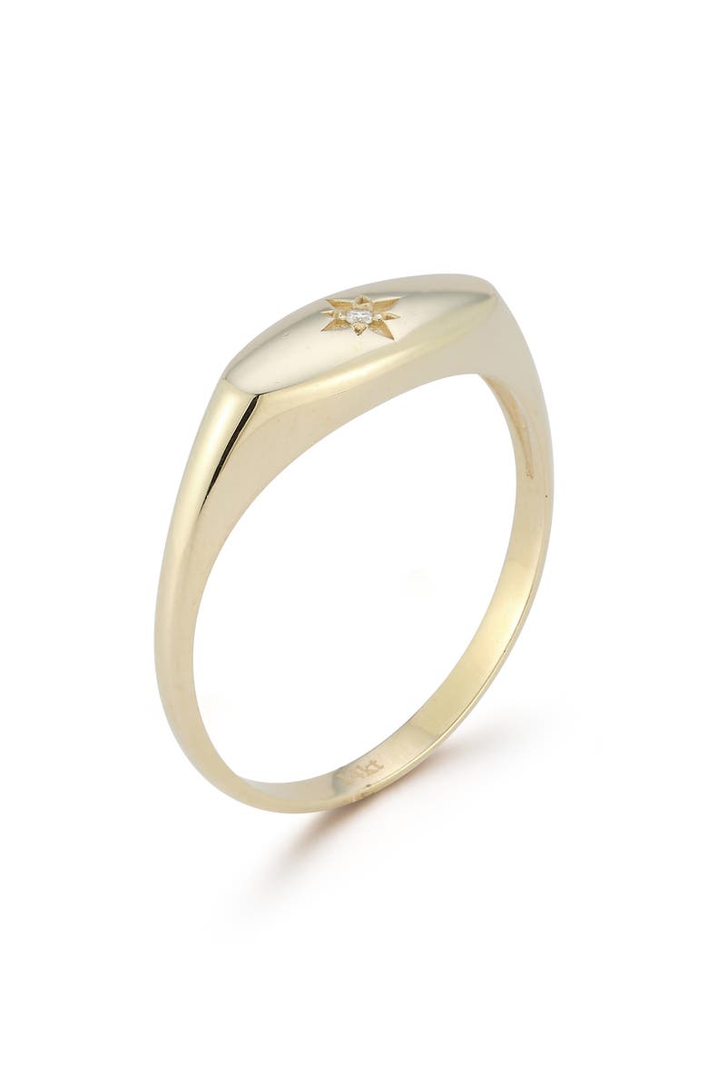 Ember Fine Jewelry Diamond Star Signet Ring, Alternate, color, Gold