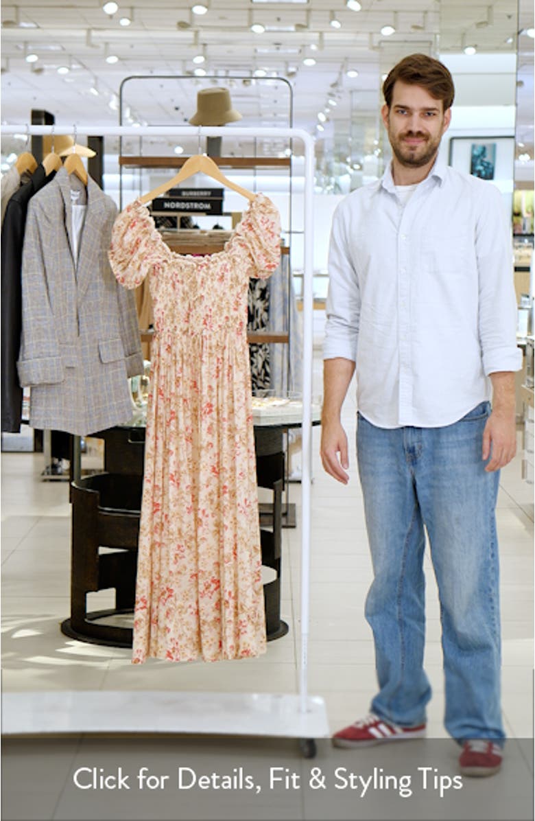 Stanza Smocked Organic Cotton Midi Dress, sales video thumbnail