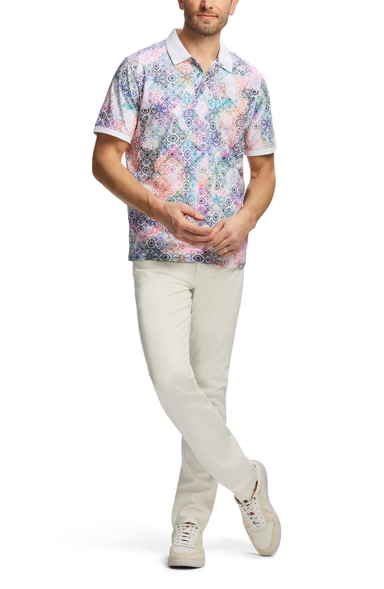 Robert Graham Gower Cotton Knit Polo, Alternate, color, Multi White