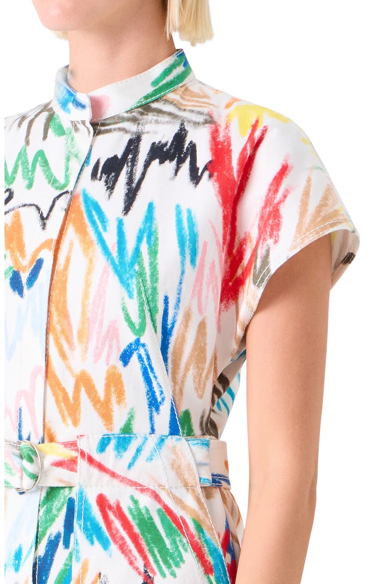 Scribble Print Stretch Denim Minidress, Alternate, color, CREAM-MULTI