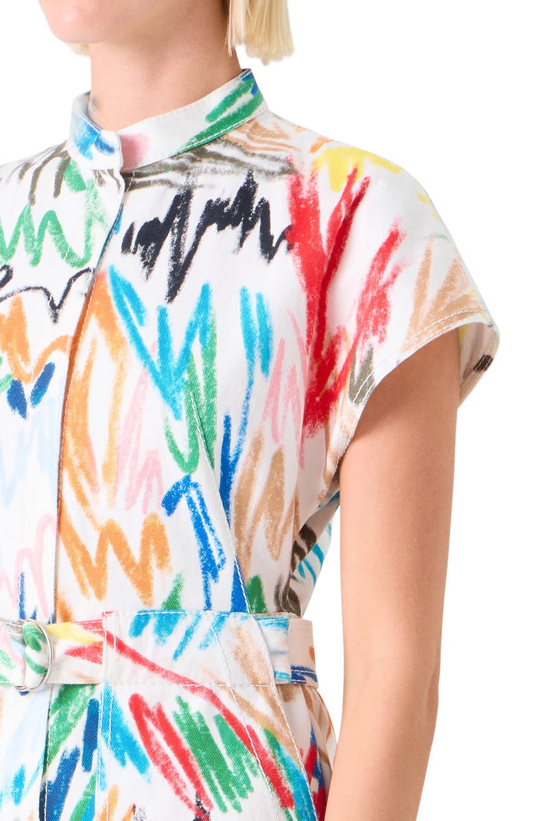 Akris punto Scribble Print Stretch Denim Minidress, Alternate, color, Cream-Multi