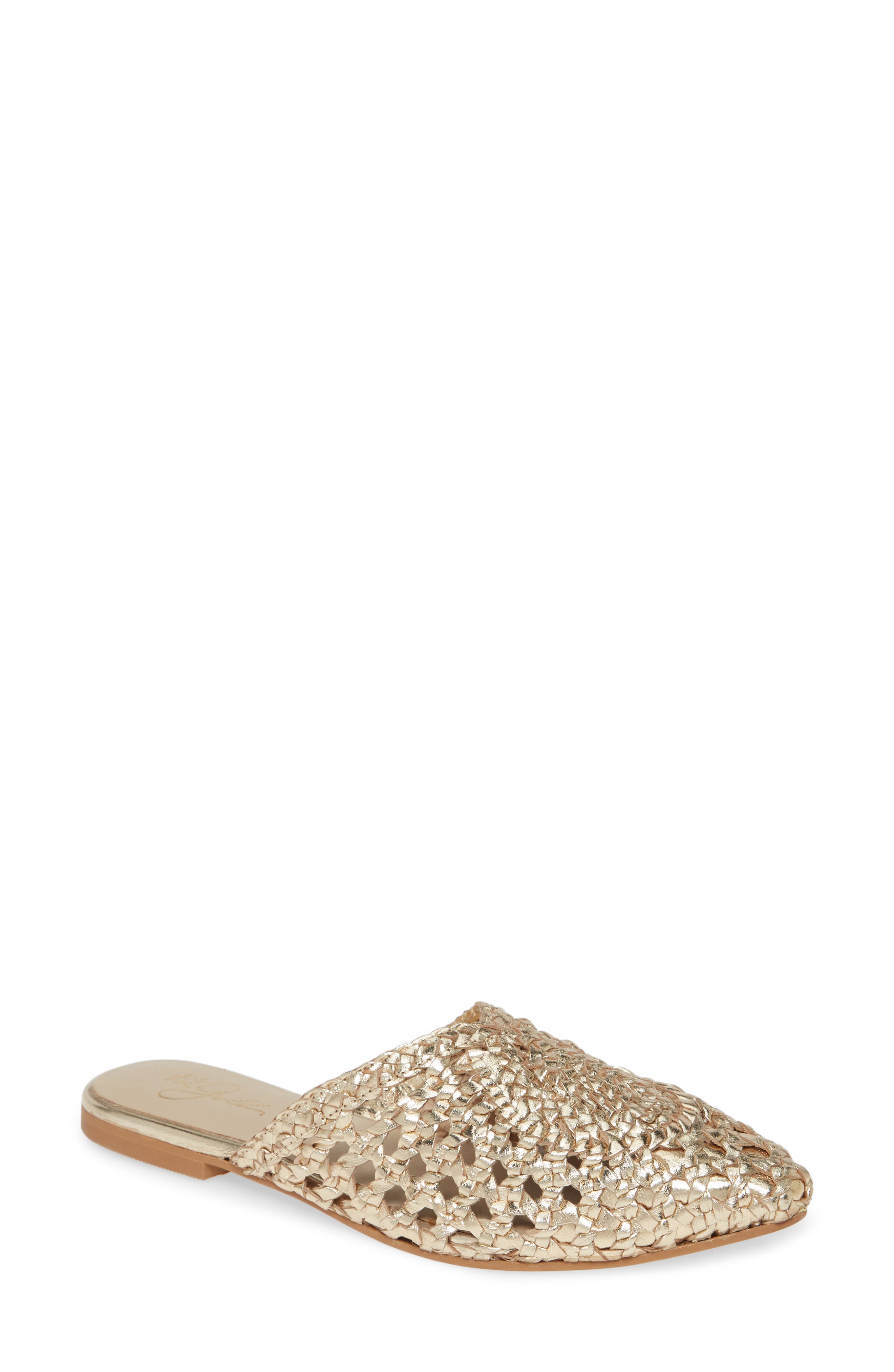 42 Gold Charmed Pointed Toe Mule, Main, color, Gold Leather