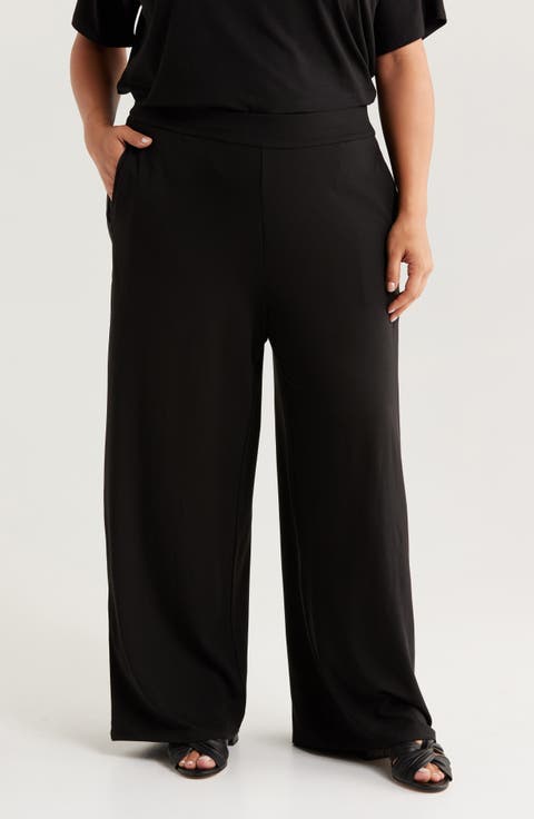 High Waist Wide Leg Pants (Plus)