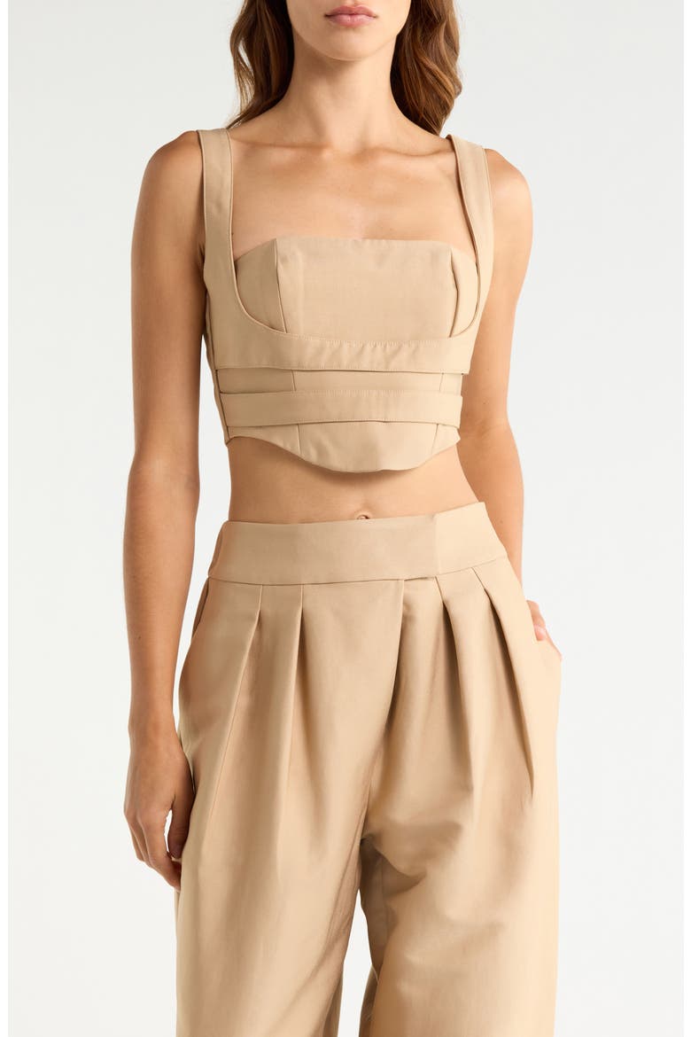 Kendra Layered Crop Bustier Top, Main, color, WHITE PEPPER