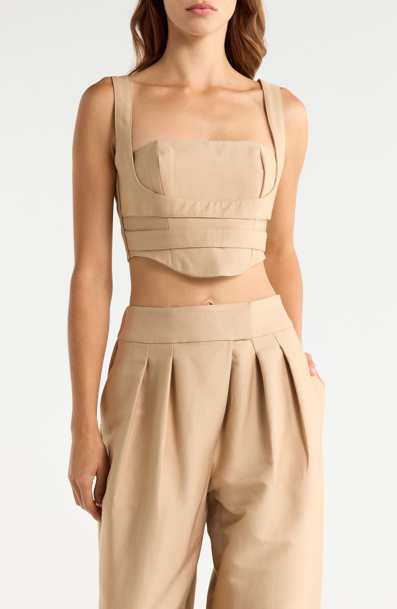 AFRM Kendra Layered Crop Bustier Top, Main, color, White Pepper
