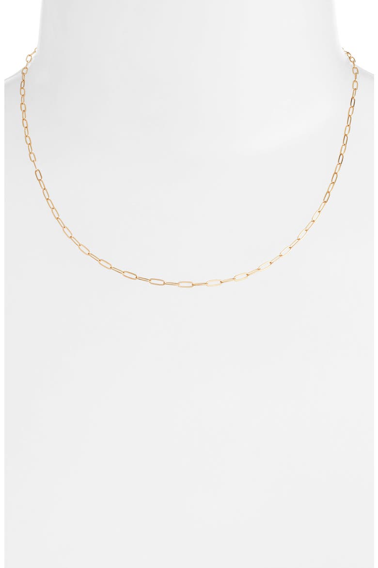 Mini Paper Clip Chain Necklace, Alternate, color, GOLD