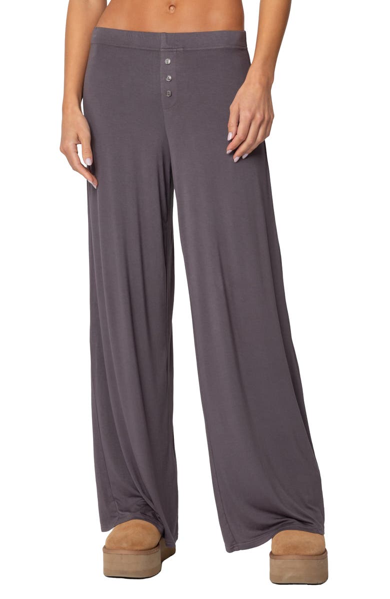 EDIKTED Kait Low Rise Wide Leg Pants, Main, color, Gray