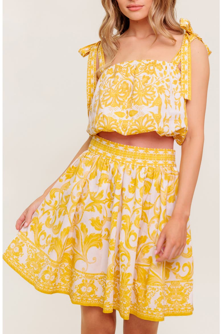 Printed Mini Skirt Set, Alternate, color, IVORY YELLOW