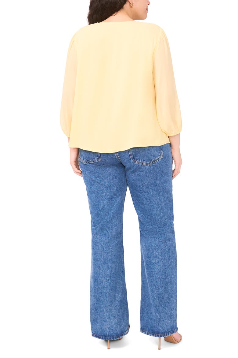 Double Ruffle Tie Neck Top, Alternate, color, MELLOW YELLOW