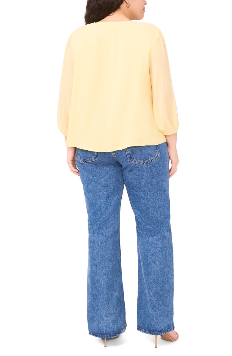 Vince Camuto Double Ruffle Tie Neck Top, Alternate, color, Mellow Yellow