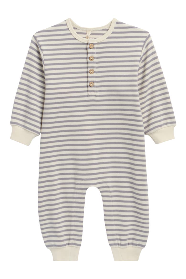 Kids' Stripe Stretch Organic Cotton Romper, Main, color, SLATE