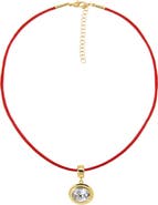 BY ADINA EDEN Colored CZ Oval Bezel Pendant & Rope Chain Choker Necklace