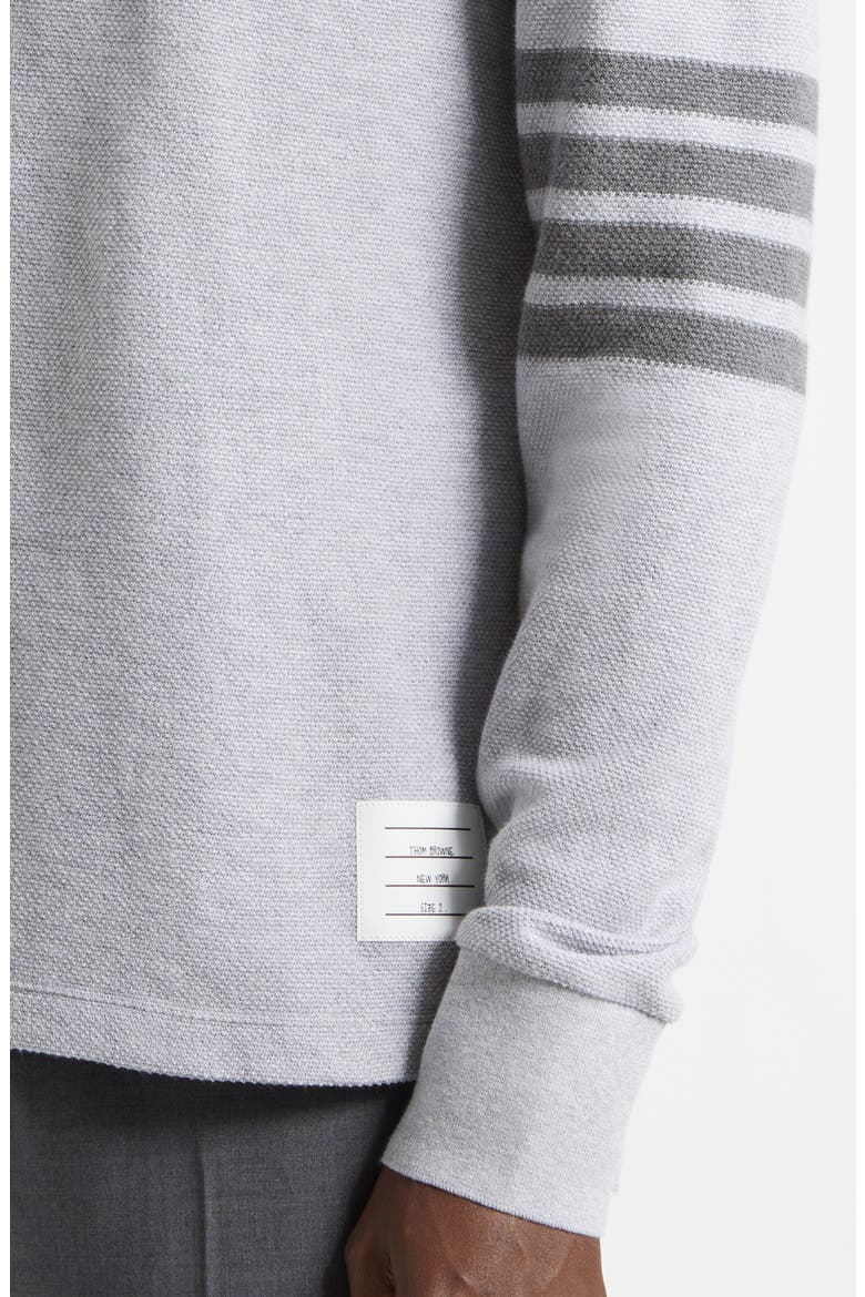 4-Bar Long Sleeve Cotton Piqué Polo, Alternate, color, PALE GREY