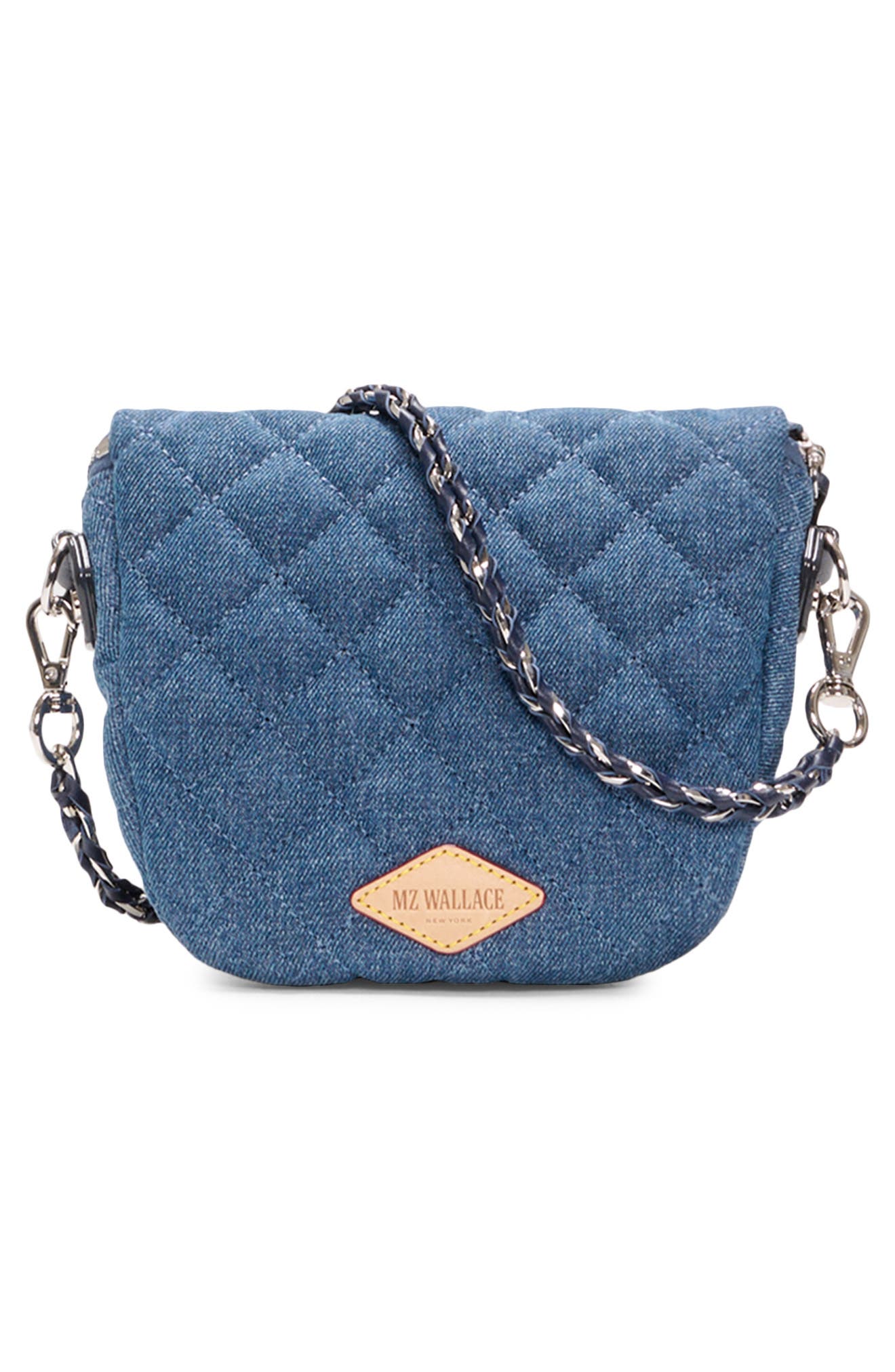 MZ Wallace Micro Crosby Diamond Quilted Nylon Sling Bag, Alternate, color, True Denim