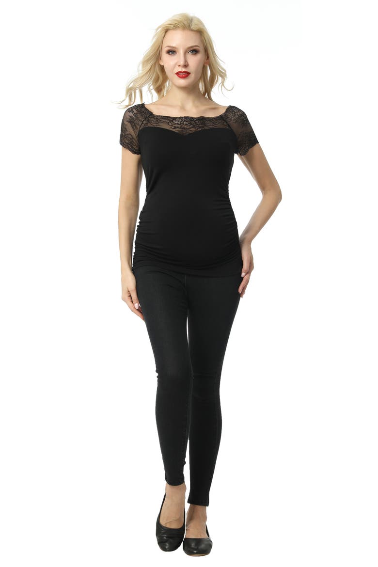 Valerie Lace Maternity Top, Alternate, color, BLACK