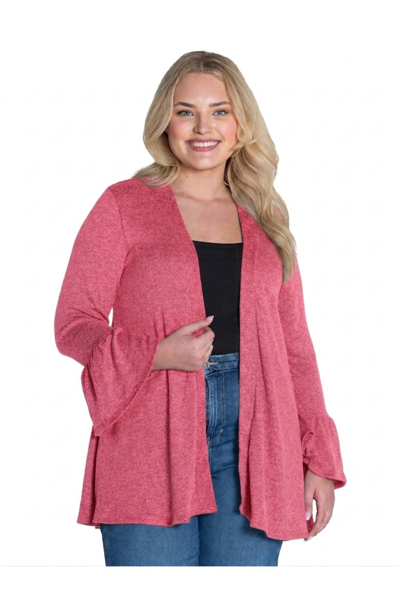Essential Curvy Soft Stretch Open Front Cardigan Jacket, Main, color, Coral