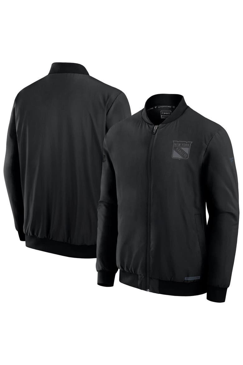 Men's Fanatics Black New York Rangers Authentic Pro Road Full-Zip Bomber Jacket, Main, color, Black