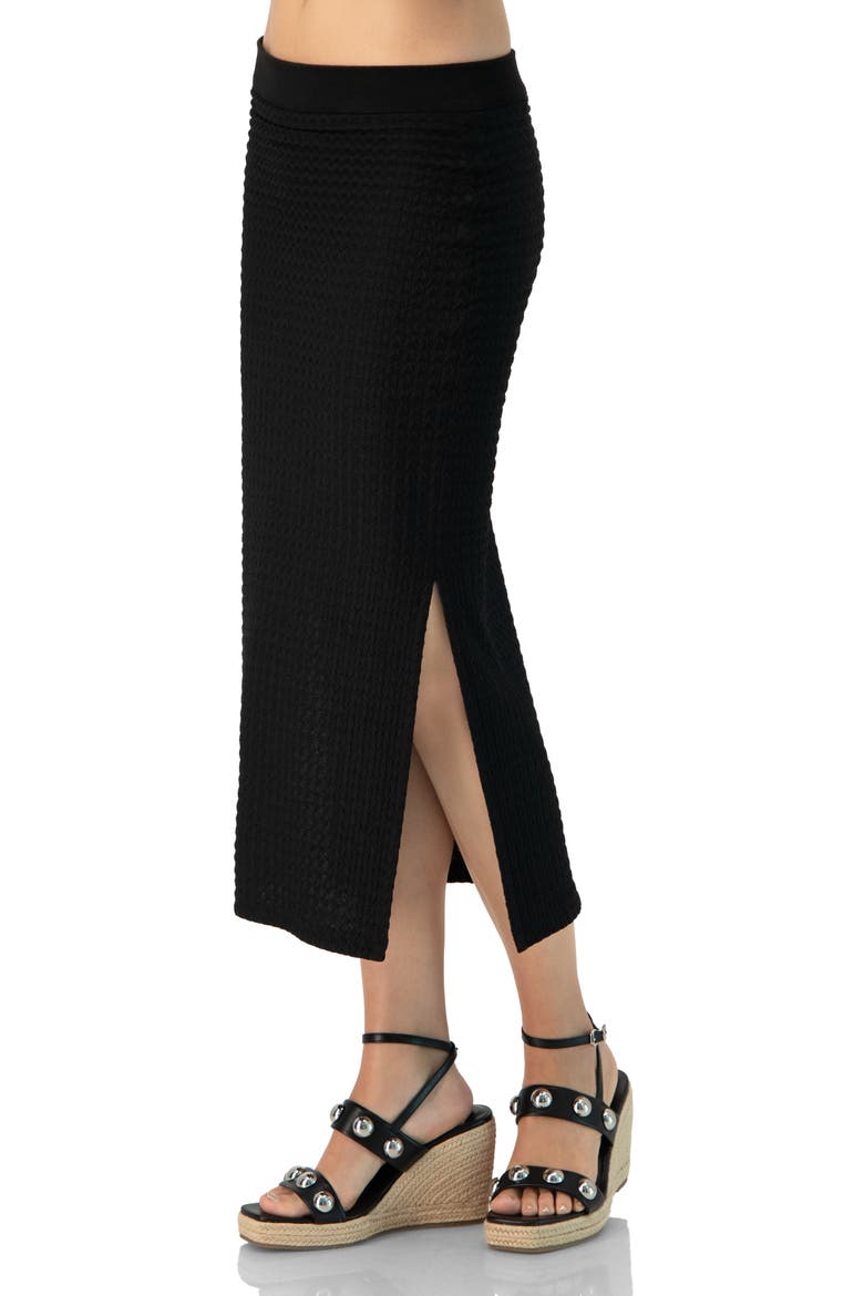 Midi Knit Skirt with Side Slits, Alternate, color, Black