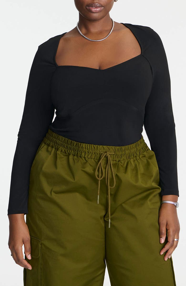 ELOQUII Sweetheart Neck Jersey Top, Main, color, 