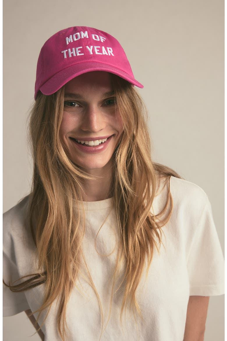Mom of the Year Cotton Twill Baseball Cap, Alternate, color, PINK