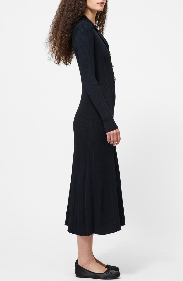 French Connection Long Sleeve Rib Knit Maxi Dress, Alternate, color, Black