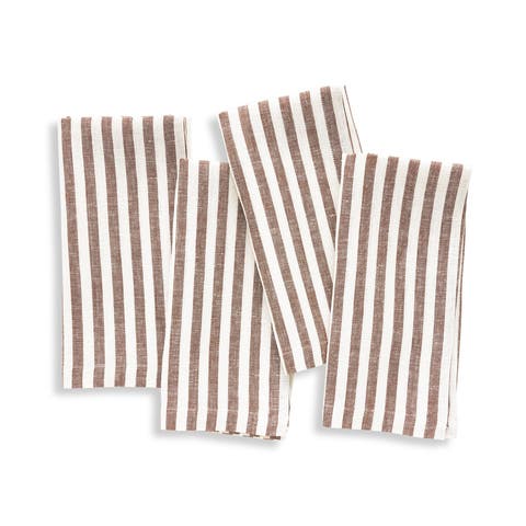Linen Dinner Napkins - Amalfi Stripe, 20" x 20" Inch