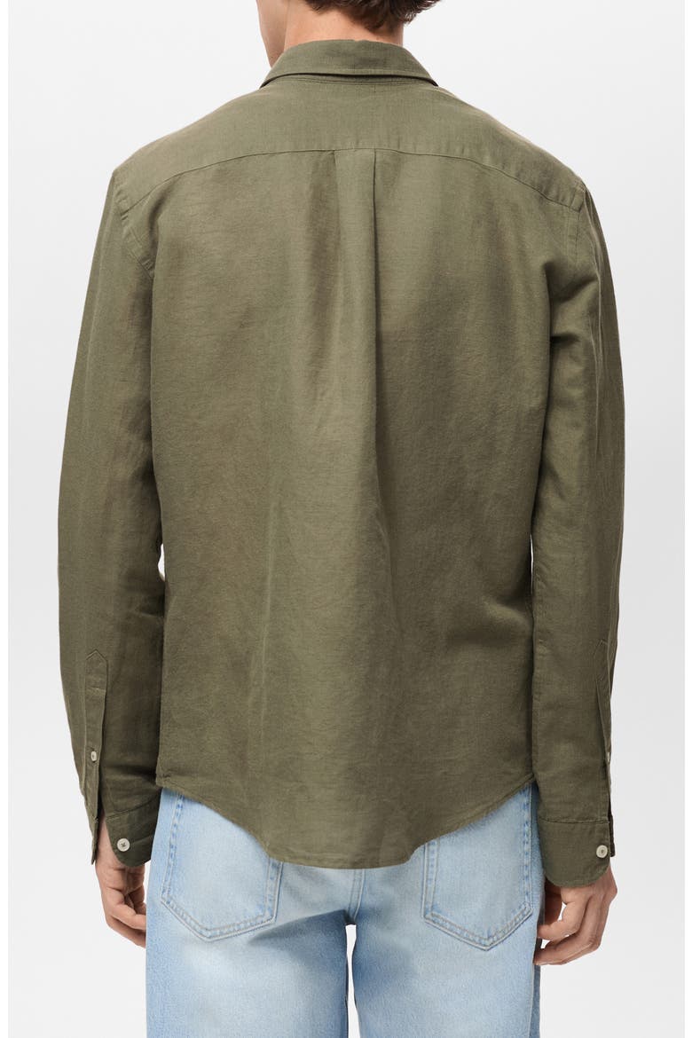 Classic Fit Linen & Cotton Button-Up Shirt, Alternate, color, KHAKI GREEN