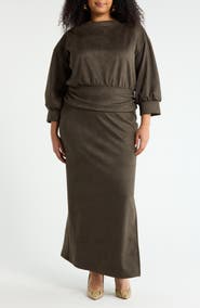 Renee C Faux Suede Maxi Dress