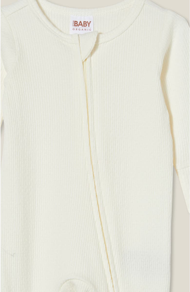 Cotton On Kids Organic Pointelle Zip All In One Romper, Alternate, color, Milk