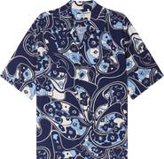 SANDRO Loose-fit print shark collar shirt