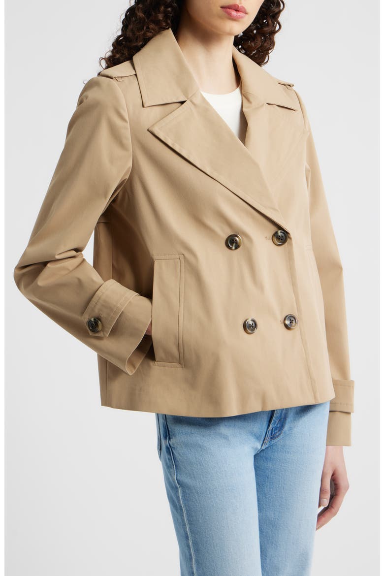 Water Resistant Double Breasted Short Trench Coat (Women) | Nordstrom